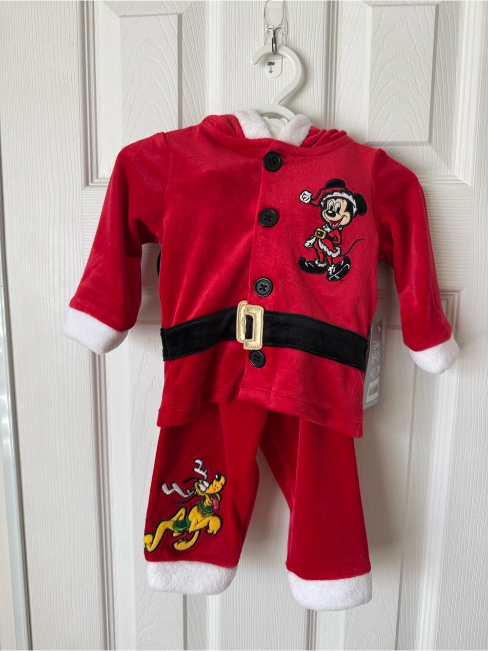 Disney Red & Black Mickey Santa Plush Holiday Outfit